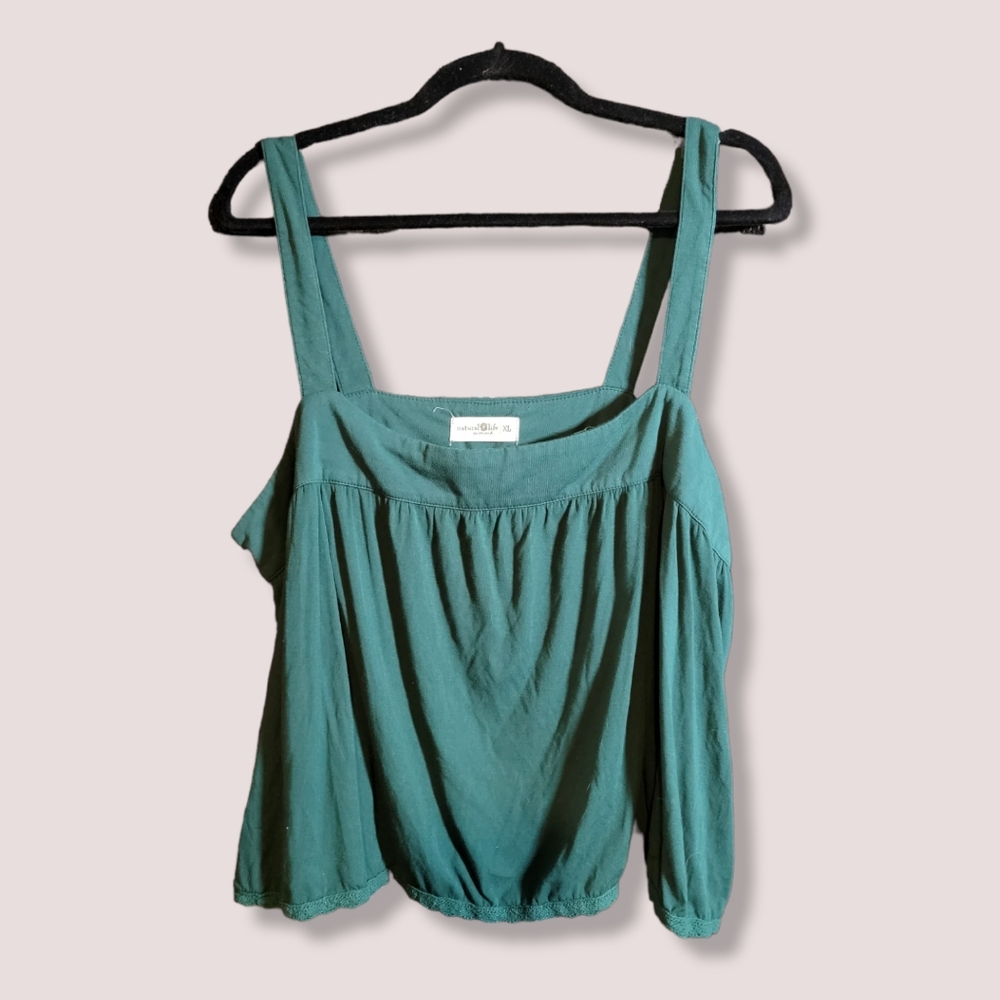 Natural Life Womens Plus Size Tunic Tank Top Swing Blouse in Teal Blue Size XL